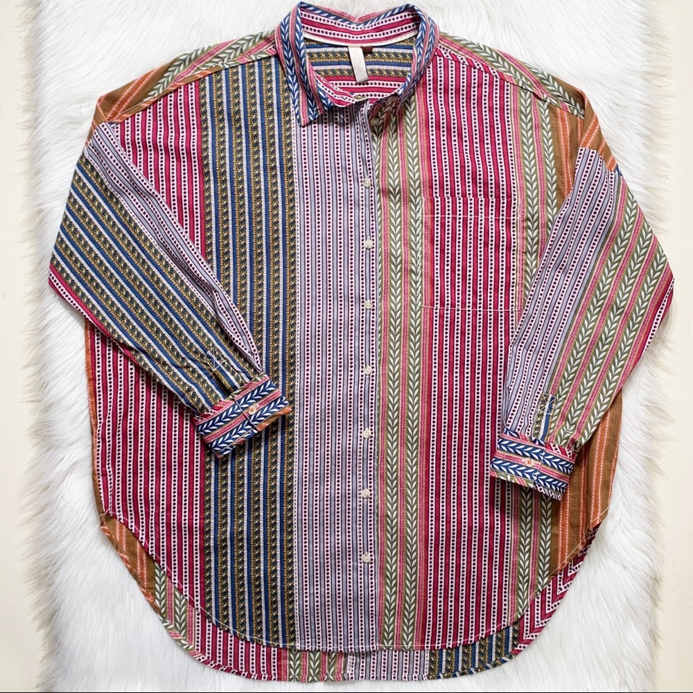 SOLD-Anthropologie Colorful Motif Printed Boho Oversized Buttondown Tunic - Picture 11 of 11